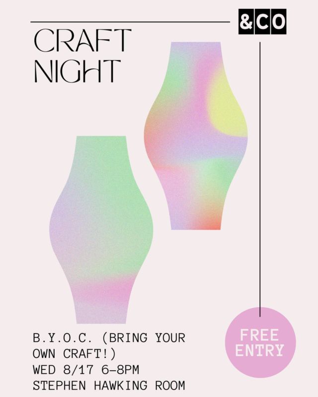 Andco presents BYOC- Bring Your Own Craft night! Have a fun project you've been working on? Bring it in to share and hang out with fellow members! Collage materials will also be provided. 🎨 ✍️ 
.
.
.
.
.
#craft #craftnight #workspace #officespace #focus #workhabits #workhereworkbetter #coworkingspace #tech #imaginemore #coworking #officestyle #smallbiz #freelancer #jerseycity #hoboken  #worklifebalance #manhattan  #create