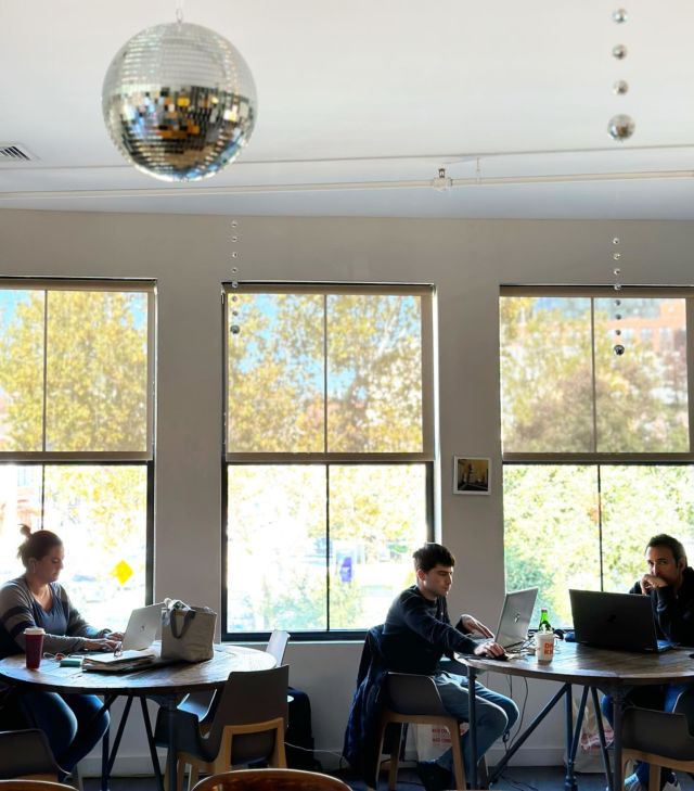 With a busy event calendar, including industry workshops, business celebrations and happy hour we strive for a healthy work and play balance 🪩decor from a recent special occasion. 
.
.
.
.
.
.
#workspace #officespace #focus #workhabits #workhereworkbetter #coworkingspace #tech #imaginemore #coworking #officestyle #smallbiz #freelancer #jerseycity #hoboken  #worklifebalance #manhattan  #create